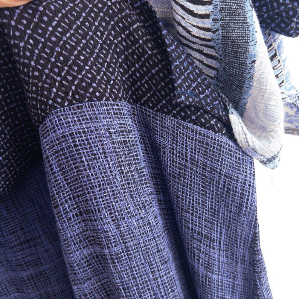 VTG 90s Rabbit Rabbit Rabbit Design Abstract Blue Layered Maxi Dress Size 12M - Picture 8 of 15